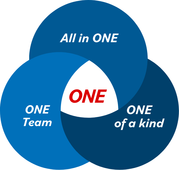 All in ONE / ONE Team / ONE of a kind = ONE